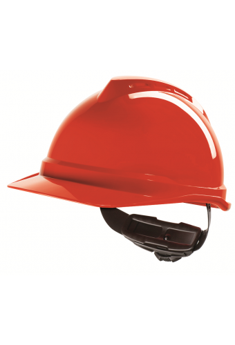 Каска защитная V-Gard 500 невентилируемый корпус с оголовьем Fas-Trac, красная