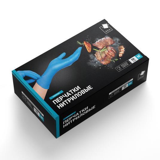 Перчатки нитриловые усиленные, голубые ADM_10