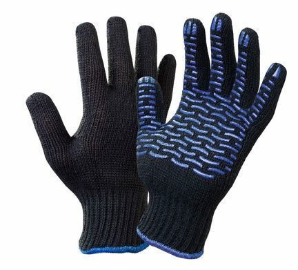 Перчатки хб 5-нитка ПВХ волна 66 гр.Черные