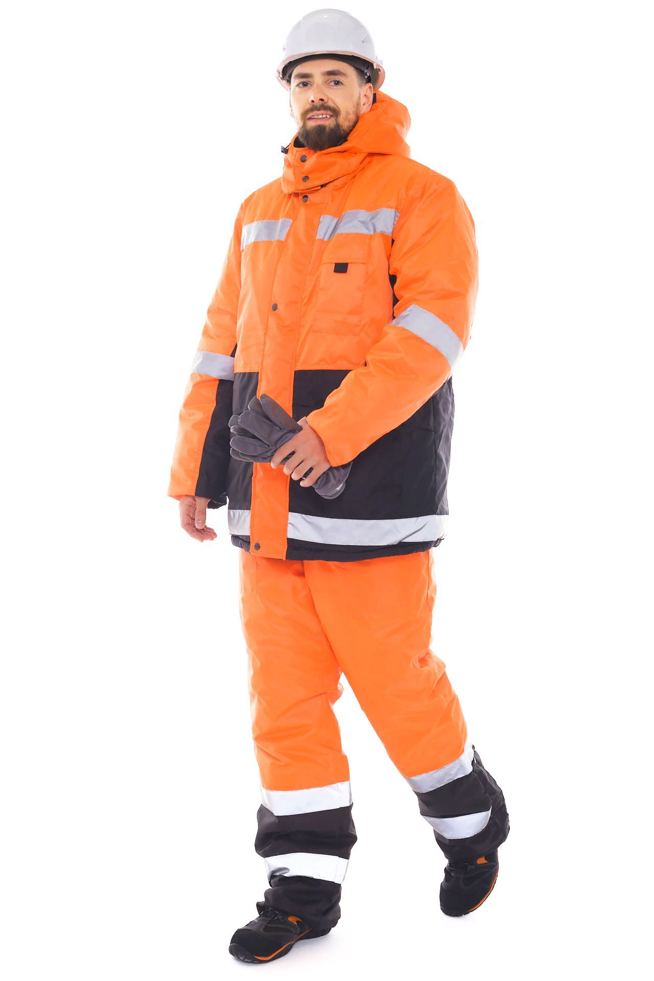 Сигнальный зимний рабочий костюм МЕТЕОР с СОП черн