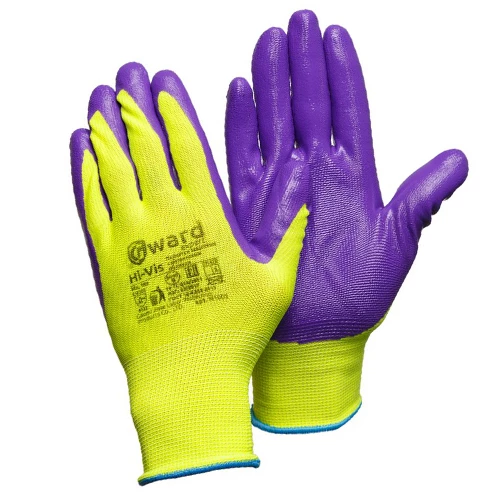 Перчатки из полиэстера_нейлона с нитриловым покрытием Gward His-Vis