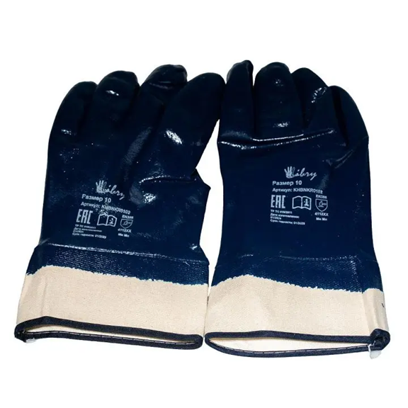 Перчатки хб с полиэстером, нитриловое покрытие, манжета-крага_KHBNKR0102(3)