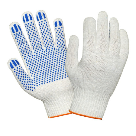 Перчатки хб 5-нитка ПВХ точка 10 класс вязки