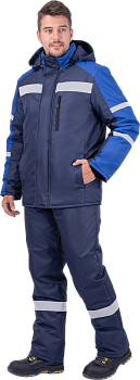 Куртка рабочая зимняя РОУД, темно-серая с васильковым