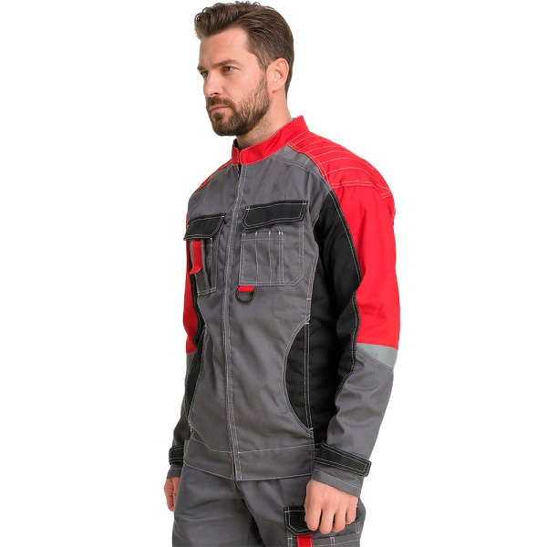 Куртка рабочая мужская летняя RONTA KR206 т.серый_черный_красный(1)