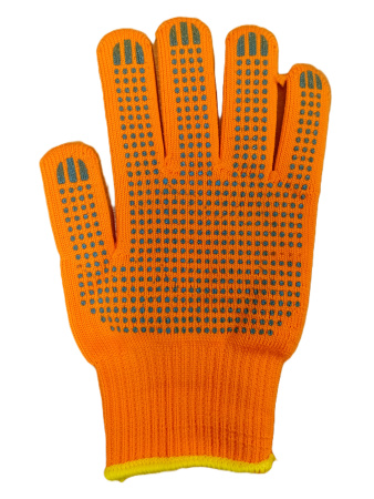 Перчатки утепленные 10 класс с ПВХ (2-ой оверлок) оранжевые(4)