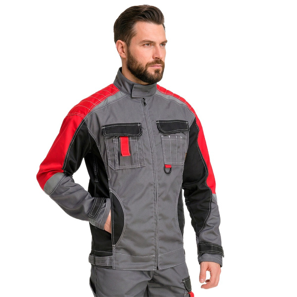 Куртка рабочая мужская летняя RONTA KR206 т.серый_черный_красный