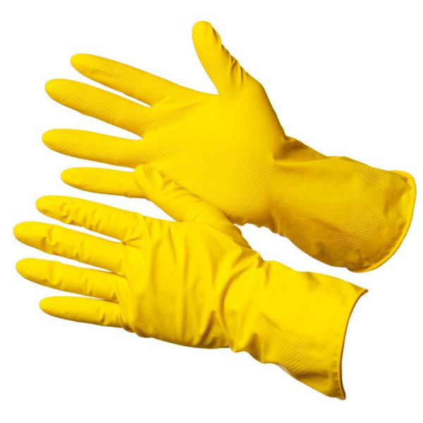 Перчатки Libry, латексные хоз. с хб эластичные, желтые