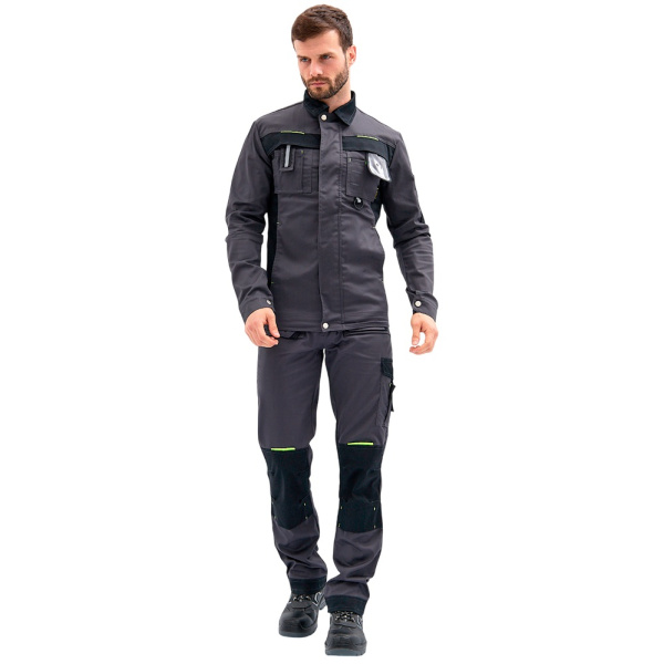 Куртка рабочая мужская летняя RONTA KR814 темно-серый,  черный, лаймовый(4)