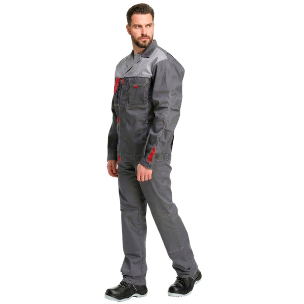 Куртка рабочая мужская летняя RONTA KR3080 т.серый_с.серый_красный(1)
