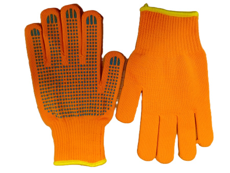 Перчатки утепленные 10 класс с ПВХ (2-ой оверлок) оранжевые(2)