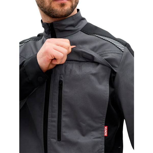 Куртка рабочая мужская летняя RONTA KR271 черная  т.серый_КОС271.1(КР)(2)
