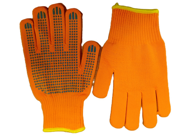Перчатки утепленные 10 класс с ПВХ (2-ой оверлок) оранжевые(2)