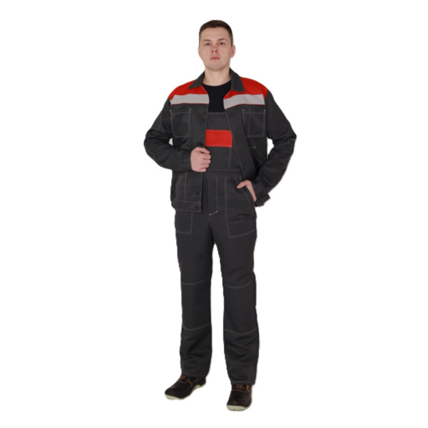 Костюм летний рабочий АЛЬЯНС-ЛЕГИОН с СОП, серый с красным (1)