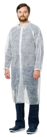 Элегрин, Халат одноразовый, процедурный, на липучках, белый, рукав на резинке