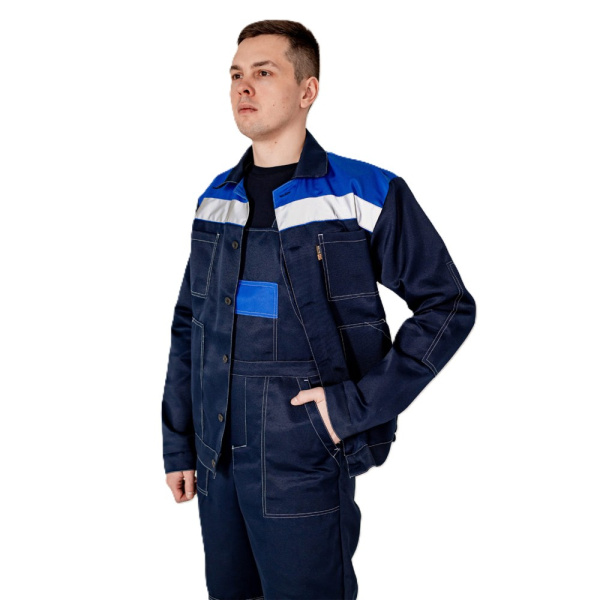 Костюм летний рабочий АЛЬЯНС-ЛЕГИОН с СОП, синий с васильковым (3)