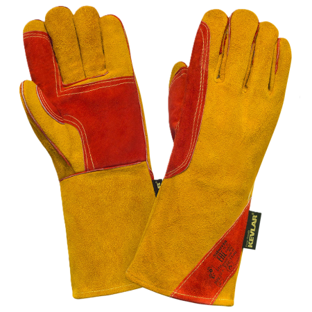 Перчатки (краги) 2Hands (Siberia) T22-11-ru усиленные, спилок КРС_хлопок, лен, швы Kevlar