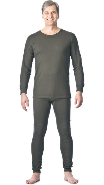 Белье нательное утепленное с начесом, олив.