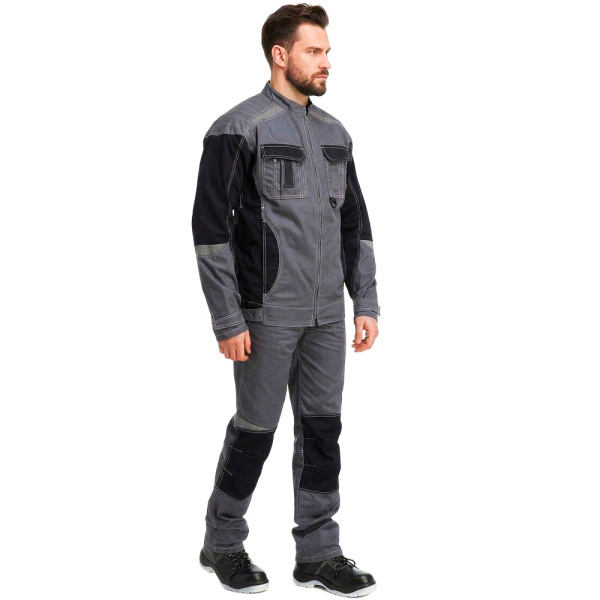 Костюм рабочий мужской летний RONTA KS908 (куртка с брюками) т.серый_черный