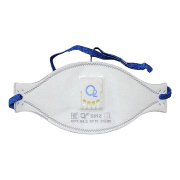 Респиратор-полумаска О2 3312 FFP2 NRD с клапаном выдоха, текстильная резинка с регулировкой