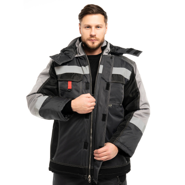 Костюм зимний муж. Юкон-Мембрана кур+пк., цвет т.серый_чёрн._св.серый(3)