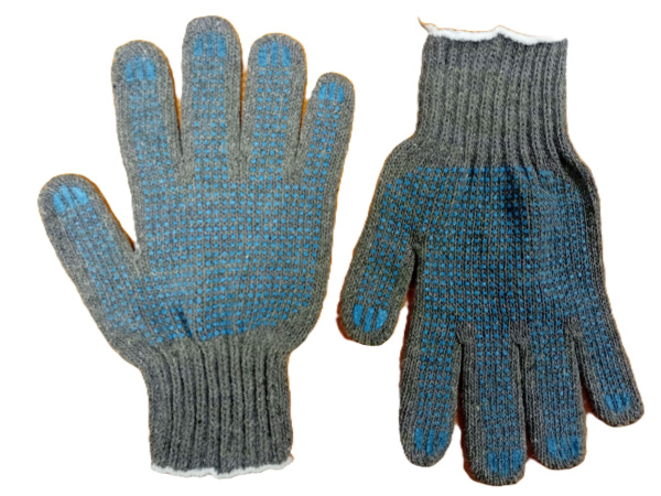 Перчатки рабочие 7,5 класс вязки (6 нитей) пш с ПВХ серые(2)