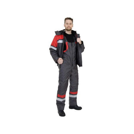 Полукомбинезон зимн. серый с красным и СОП ЧЗ
