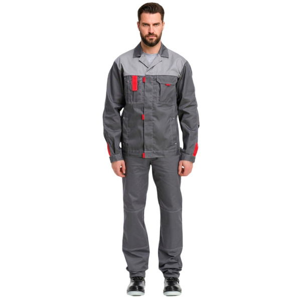 Куртка рабочая мужская летняя RONTA KR3080 т.серый_с.серый_красный