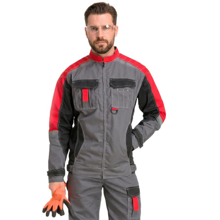 Куртка рабочая мужская летняя RONTA KR206 т.серый_черный_красный(7)