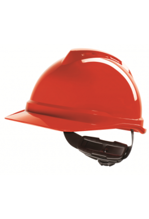 Каска защитная V-Gard 500 невентилируемый корпус с оголовьем Fas-Trac, красная