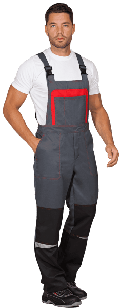 Костюм КМ-10 ЛЮКС летний, серо-красно-черный (Куртка+полукомбинезон)(1)