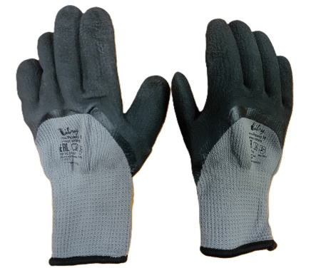 Перчатки Libry утепленные двухслойные из полиэстера с покрытием из вспененного латекса, артикул KPDP10