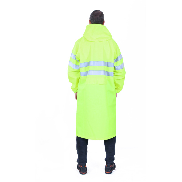 Плащ сигнальный повышенной видимости 3-й класс защиты, лимонный, модель НЕВА (Neva)(2)