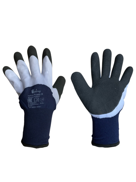 Перчатки утепленные Libry двухслойные из полиэстера с акрилом с двухслойным латексным покрытием, артикул KPBP10