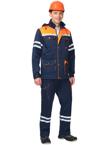 Костюм Лидер летний, куртка, п.комб, син-оранж, СОП
