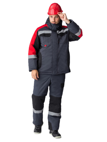 Костюм Фаворит-Мега  зимний, куртка дл., п_комб т.серый с черн.