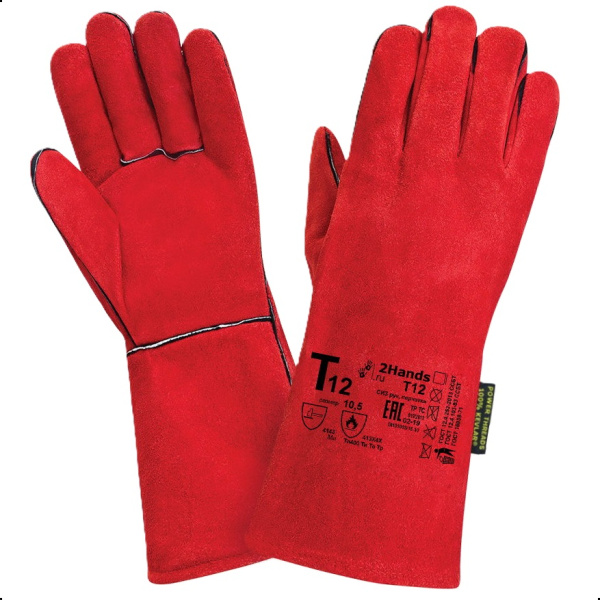 Перчатки (краги) 2Hands Т12, спилок КРС_хлопок, лен