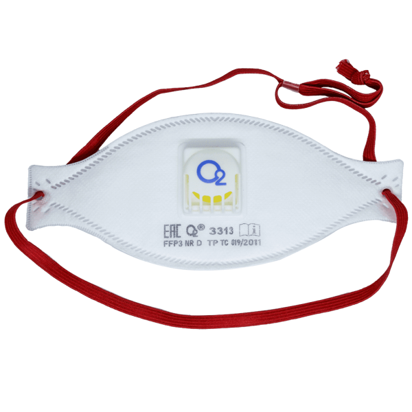 Полумаска О2 фильтрующая с клапаном выдоха 3313 FFP3 NR D, текстильная резинка с регулятором