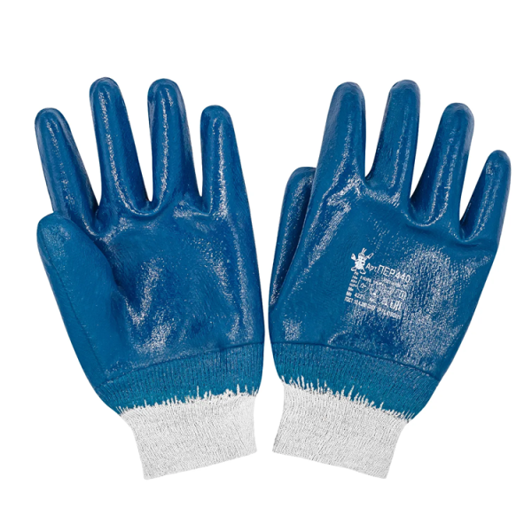 Перчатки трикотажные с полным нитриловым покрытием ПЕР 440, манжет резинка