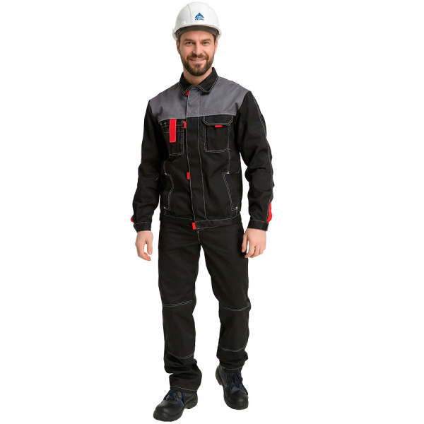 Костюм рабочий мужской летний RONTA KS212 куртка с п_к, черный_т.серый