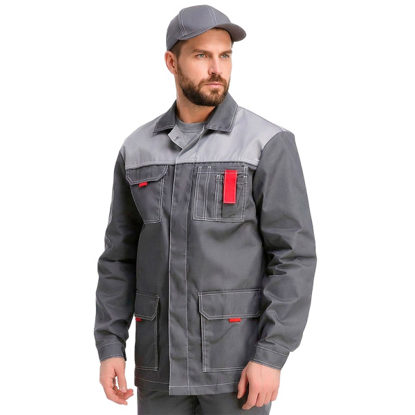 Куртка рабочая мужская летняя RONTA KR3090 т.серый_с.серый_красный