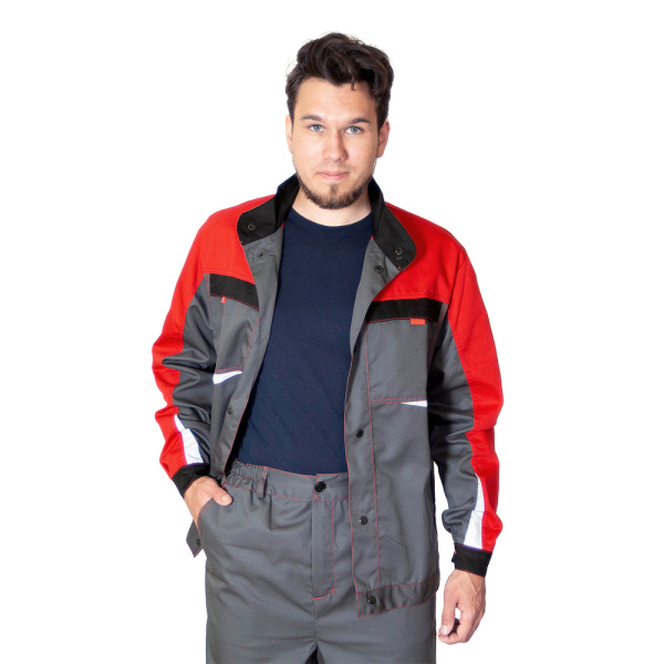 Костюм мужской ИТР СПЕЦ, темно-серый с красным (3)