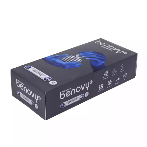 Перчатки мед.одноразовые нестерильные ЛАТЕКСНЫЕ, BENOVY, неопудр. повыш. прочности High Risk (1)
