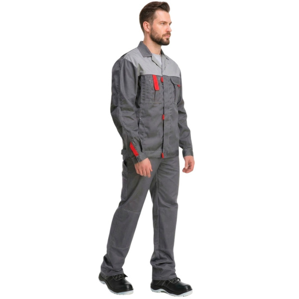 Куртка рабочая мужская летняя RONTA KR3080 т.серый_с.серый_красный(2)