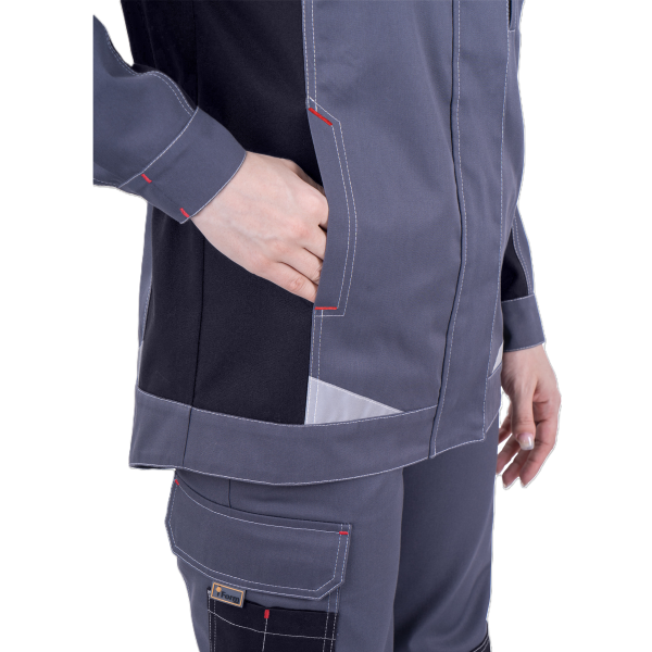 Куртка рабочая женская ТУРБО SAFETY, серый с чёрным(10)