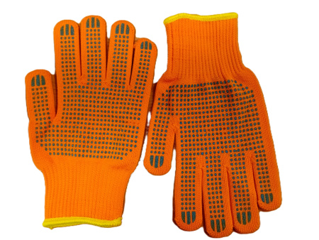 Перчатки утепленные 10 класс с ПВХ (2-ой оверлок) оранжевые(1)