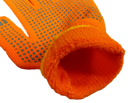Перчатки утепленные 10 класс с ПВХ (2-ой оверлок) оранжевые(6)