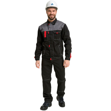 Костюм рабочий мужской летний RONTA KS212 куртка с п_к, черный_т.серый